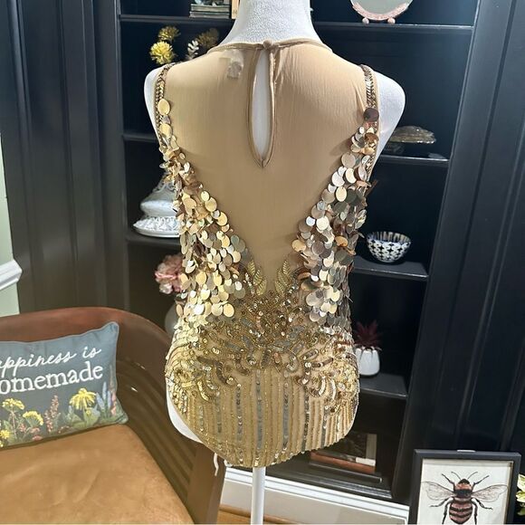 ASOS Bodysuit with Premium Gold Flame Embellishment Size 0 - Picture 12 of 15